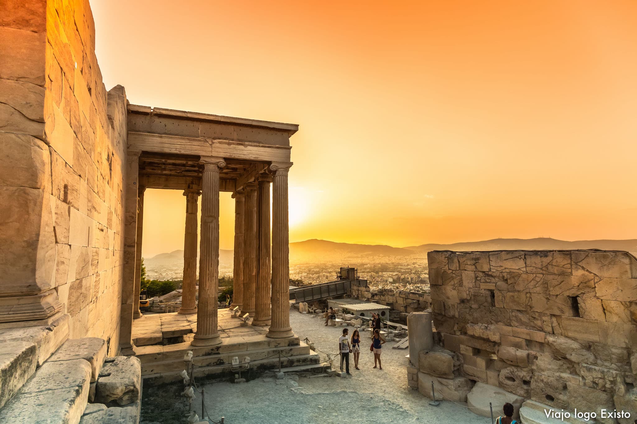 Os templos de Acropolis na Grécia